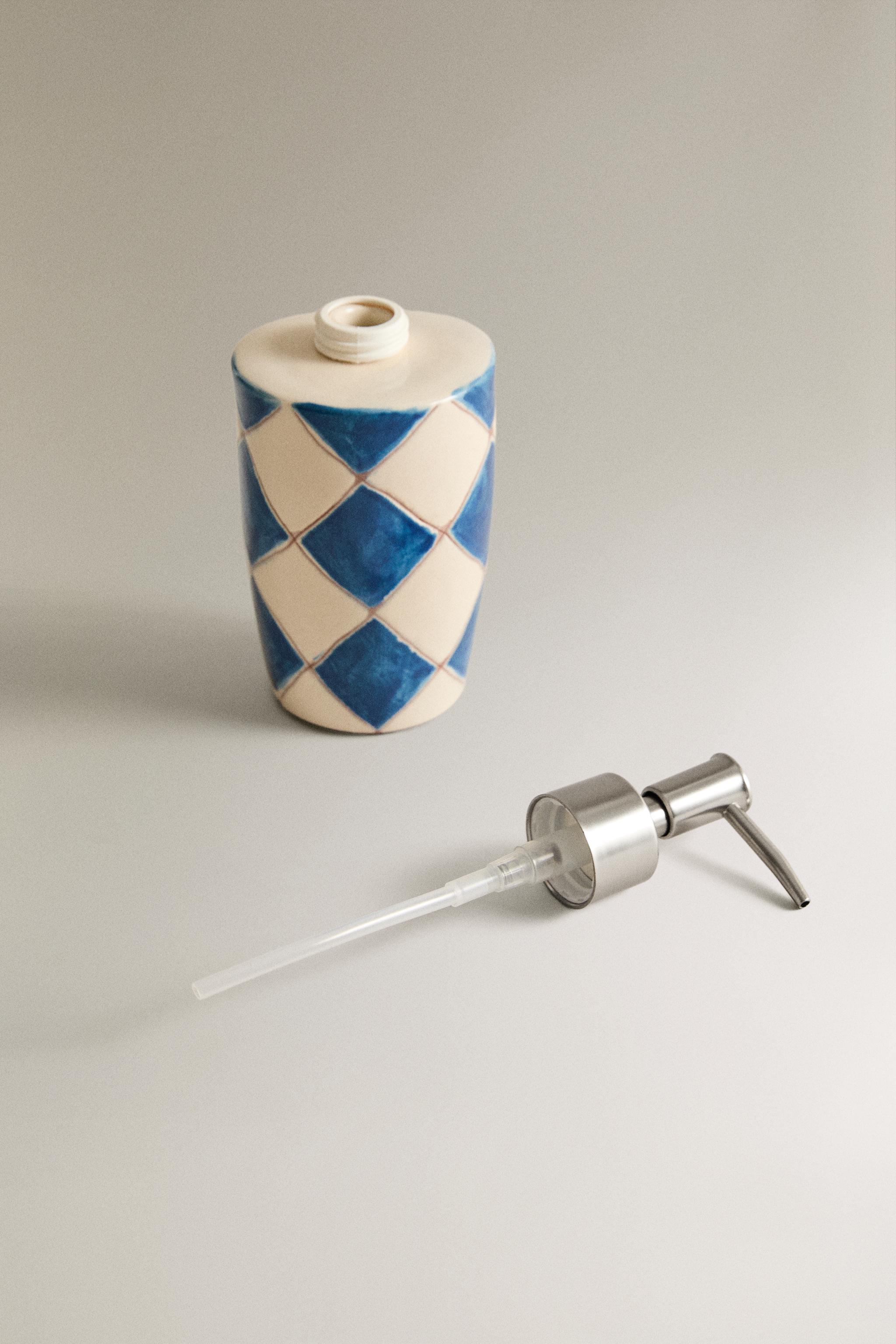 BLUE DIAMOND CERAMIC SOAP DISPENSER